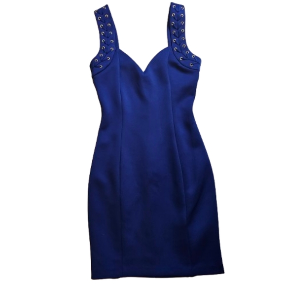 Guess Royal Blue Sleeveless Body Con Mini Dress Size 2 - Picture 2 of 6